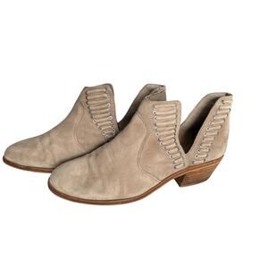 Vince Camuto Women’s Taupe Suede Ankle Bootie Block Heel Size 7M